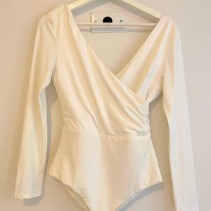 Princess poly log sleeve bodysuit white